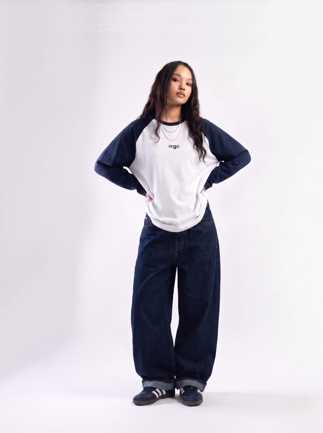 REGO Raglan Tee — Navy/White