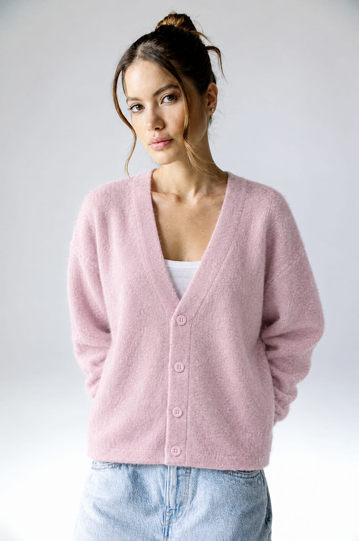 Mohair Cardigan — Baby Pink 2