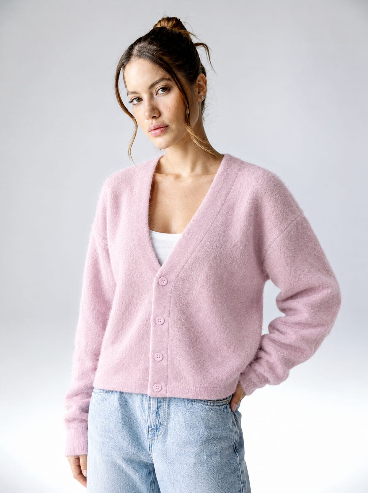 Mohair Cardigan — Baby Pink 3