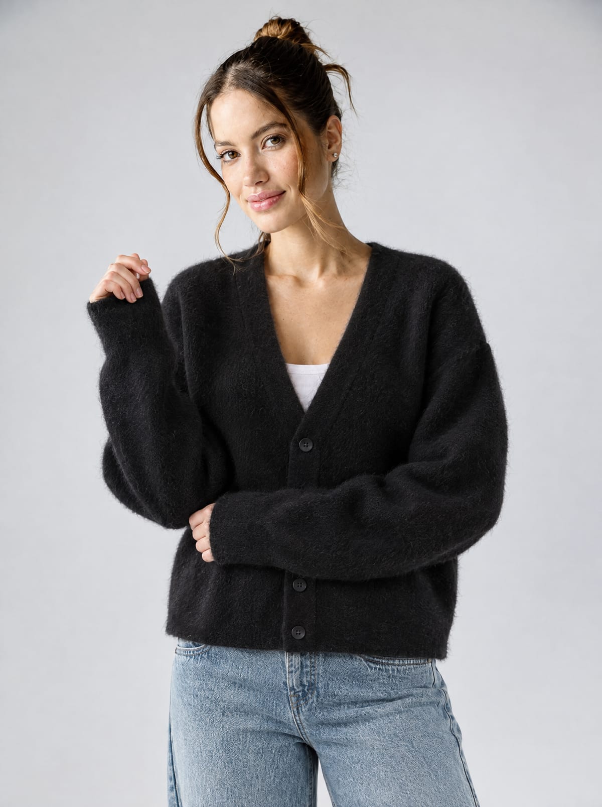 Mohair Cardigan — Black 2