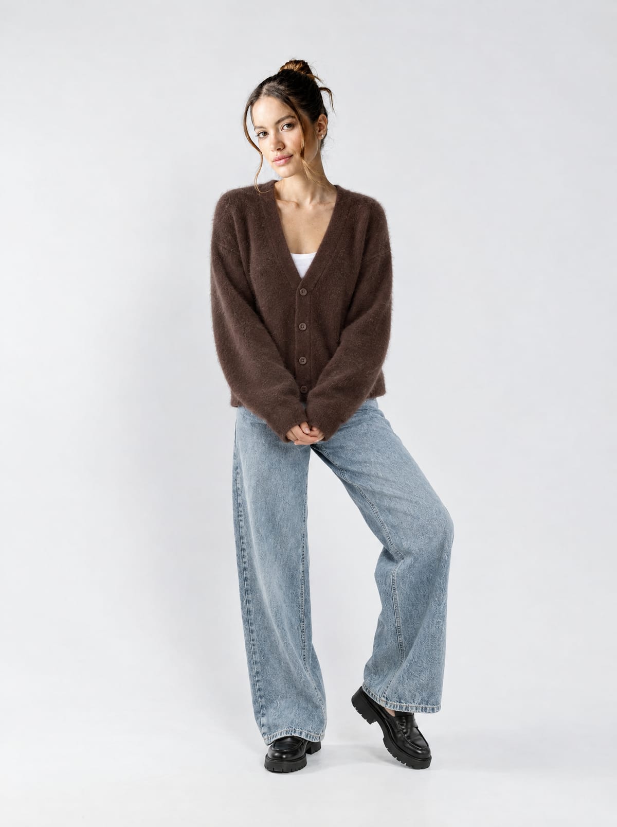 Mohair Cardigan — Chocolate Brown