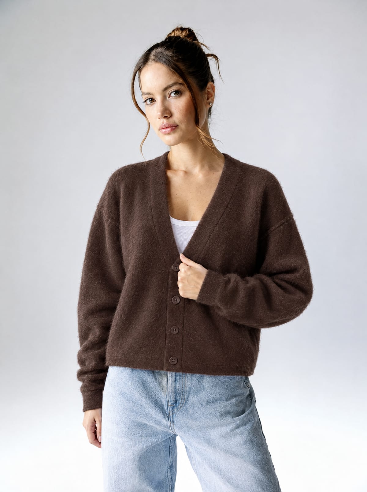 Mohair Cardigan — Chocolate Brown 2
