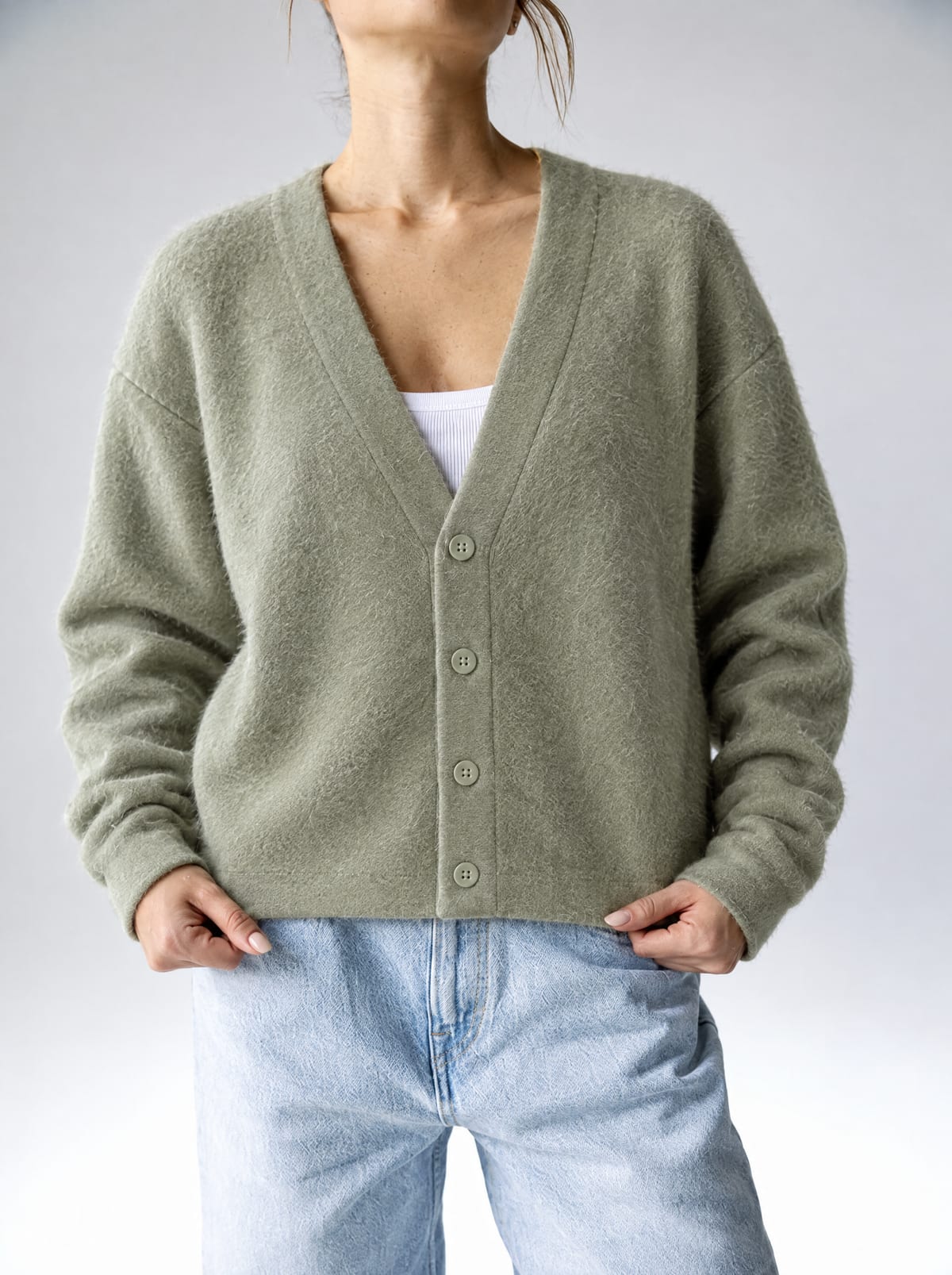Mohair Cardigan — Sage Green 3