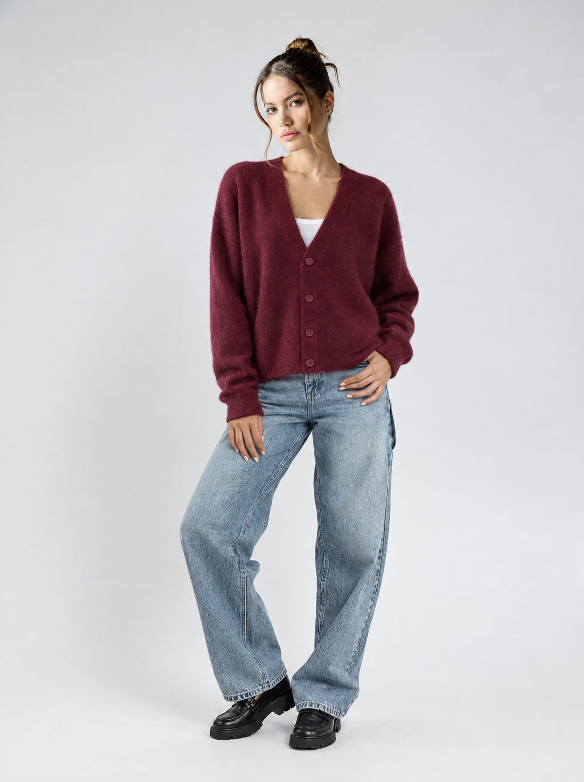 Mohair Cardigan — Wine