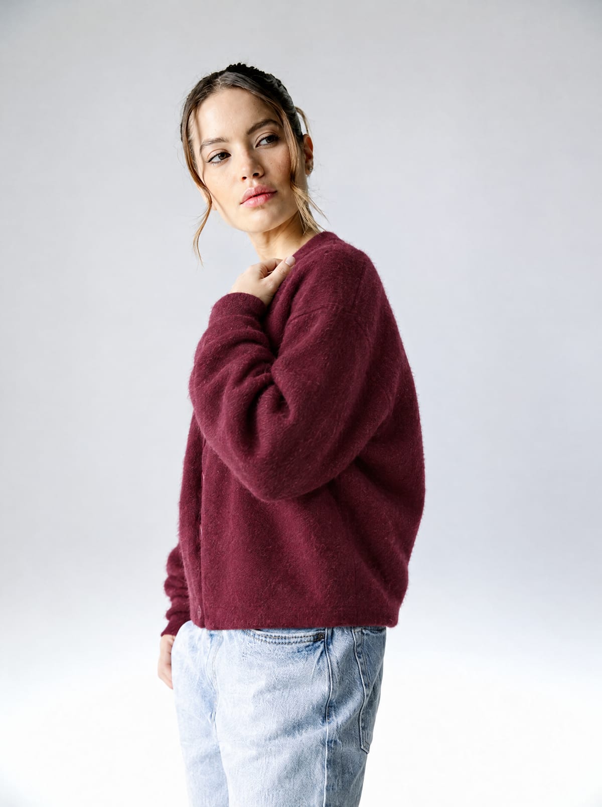 Mohair Cardigan — Wine 2
